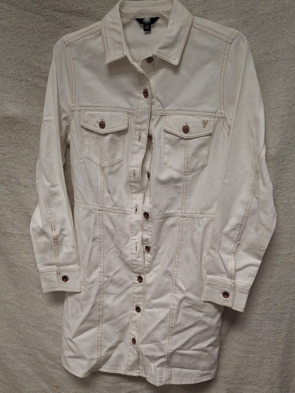 Frye Womens White Longline Button-Up Jacket - Size S